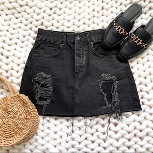 Black Denim Skirt.